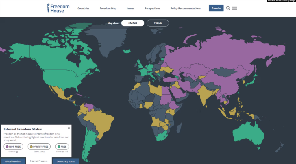 Беларусь апусцілася у рэйтынгу Freedom House «Свабода ў інтэрнэце» за 2024 год
